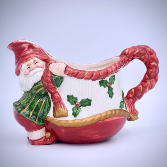 Fitz & Floyd Vintage Old World Elf Creamer Sugar Bowl Set Earthenware Christmas - Picture 3 of 16